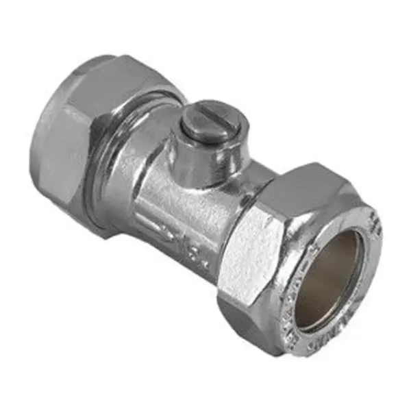 Ball of Fix Straight Isolation Valve - Chrome - 22mm (WRAS)