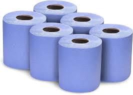 6 x Blue centrefeed  Roll Paper- 150m x 165mm